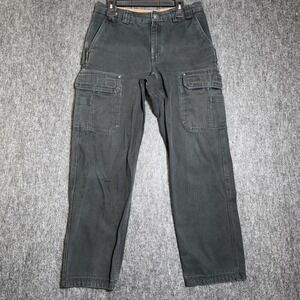 Duluth Trading Co Mens Heavy Black Utility Jeans Cargo Pants 34X34 (31)